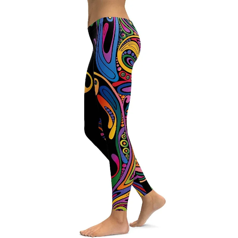 Colorful Swirl Leggings Sophisticated Women's 