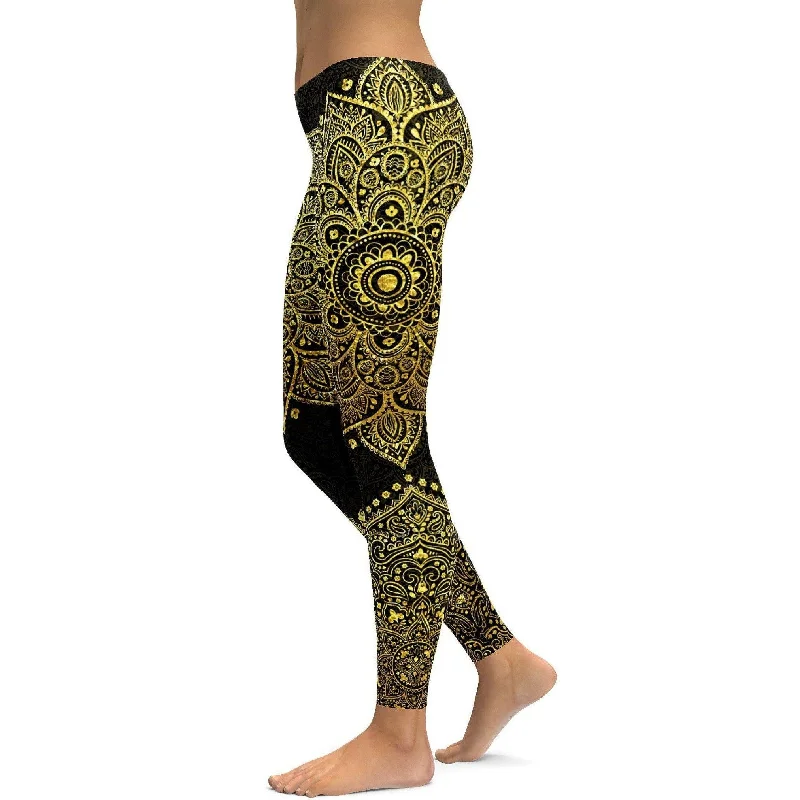 Faux Golden Mandala leggings Relaxed Women's Beachy