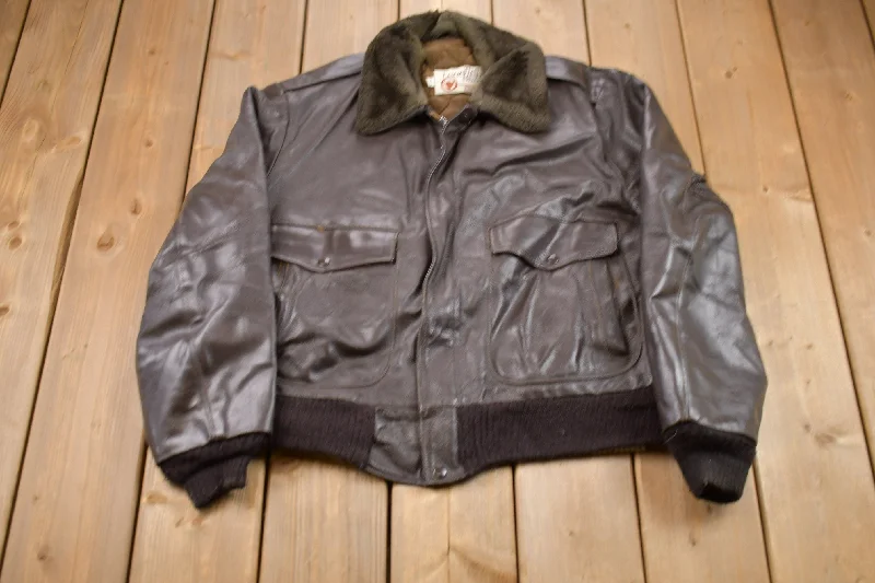 Vintage 1960s Sears The Leather Shop Leather Fur Jacket French