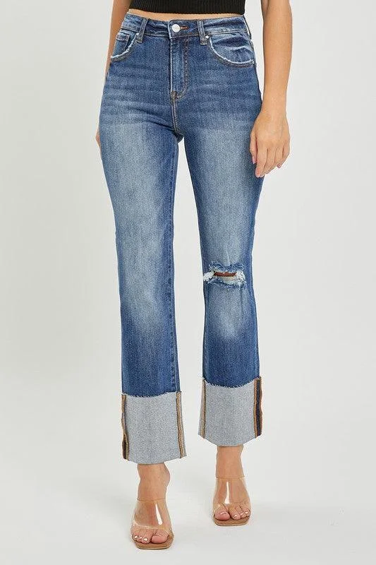 LUKE HIGH RISE WIDE CUFFED STRAIGHT JEANS Refined Women's Classic 