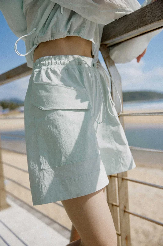 Breeze High Waist Drawstring Shorts Polished Women's Silk