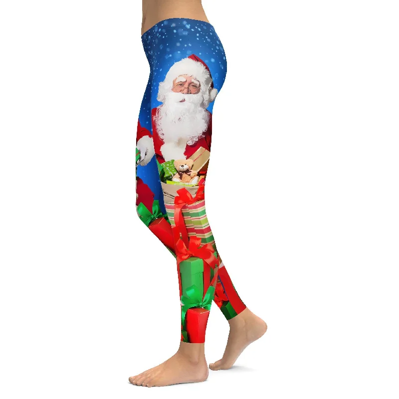 Santa & Presents Christmas Leggings Casual Women's Loose - fitting