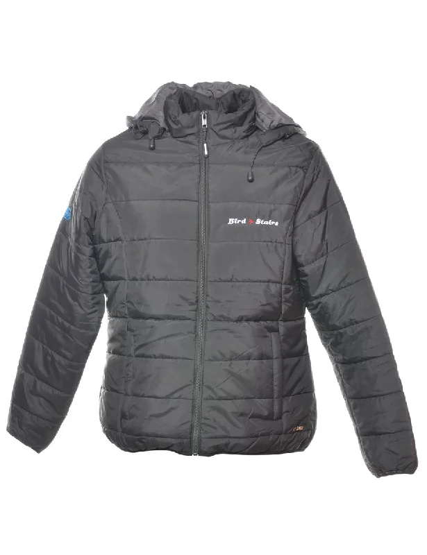 Hooded Black Classic Puffer Jacket - L Gym