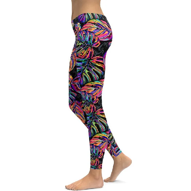 Artsy Tropical Leggings Hip Women's Retro