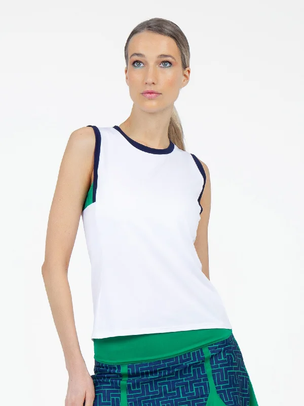 Harper Performance Tank - White/Ivy Combo Vacation