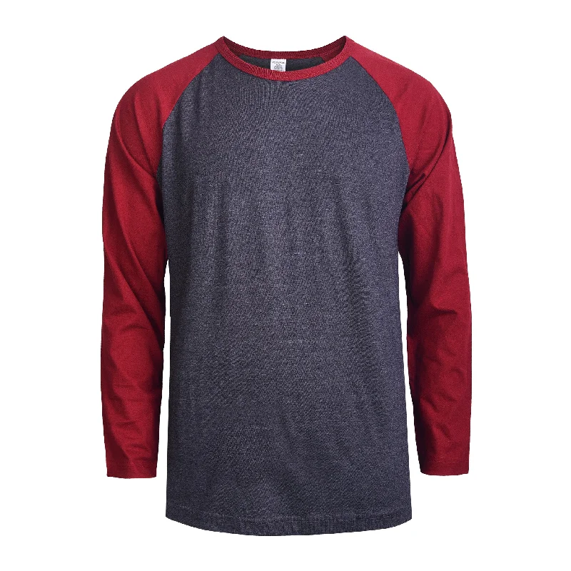 TOP PRO MEN'S LONG SLEEVE BASEBALL TEE (MBT002_BUR/C.GR) Trendy Women's 