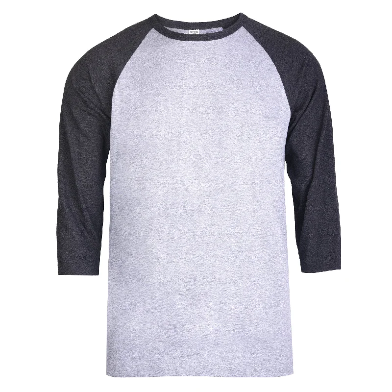 TOP PRO MEN'S 3/4 SLEEVE BASEBALL TEE (MBT001_C.GR/H.GR) Sporty Women's Athleisure 