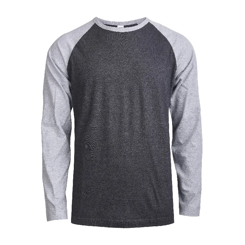 TOP PRO MEN'S LONG SLEEVE BASEBALL TEE (MBT002_H.GR/C.GR) Modern Women's Tech