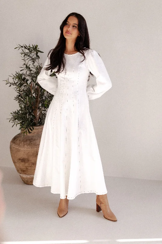 Cilla Midi Dress - White Refined Women's 