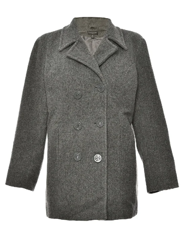 Double Breasted Grey Peacoat - S European