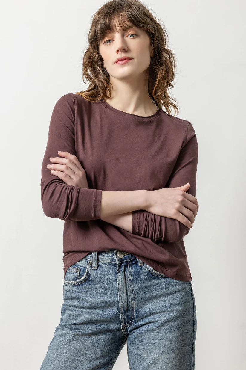 Rolled Edge Crewneck | Raisin Monochromatic Office Style