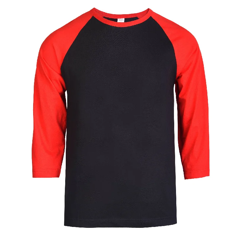 TOP PRO MEN'S 3/4 SLEEVE BASEBALL TEE (MBT001_RD/BLK) Earthy Women's Hemp - based
