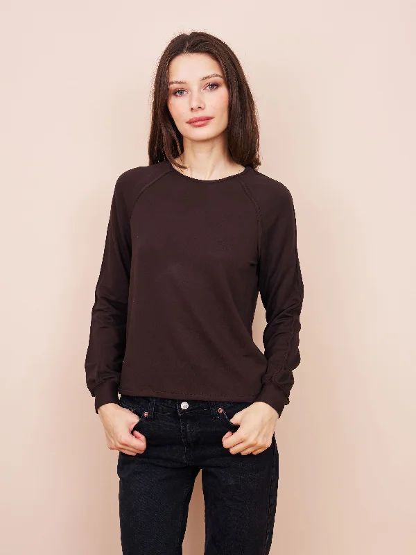 Majestic French Terry Long Sleeve Crewneck in Coffee Adventure
