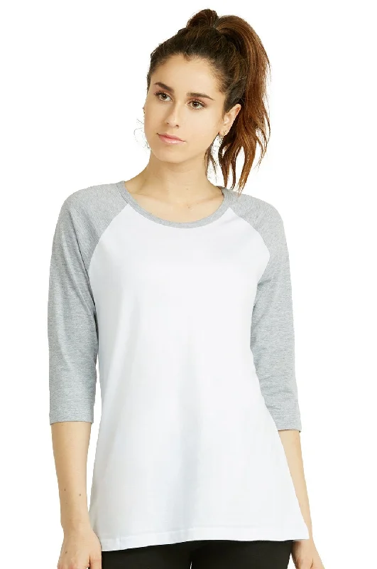 SOFRA LADIES BASEBALL TEE (LBT001_WH/LT.H) Traditional Women's Wool