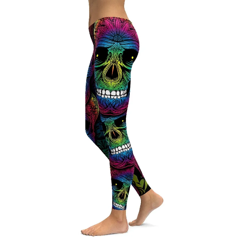 Rainbow Skull Leggings Trendy Women's 