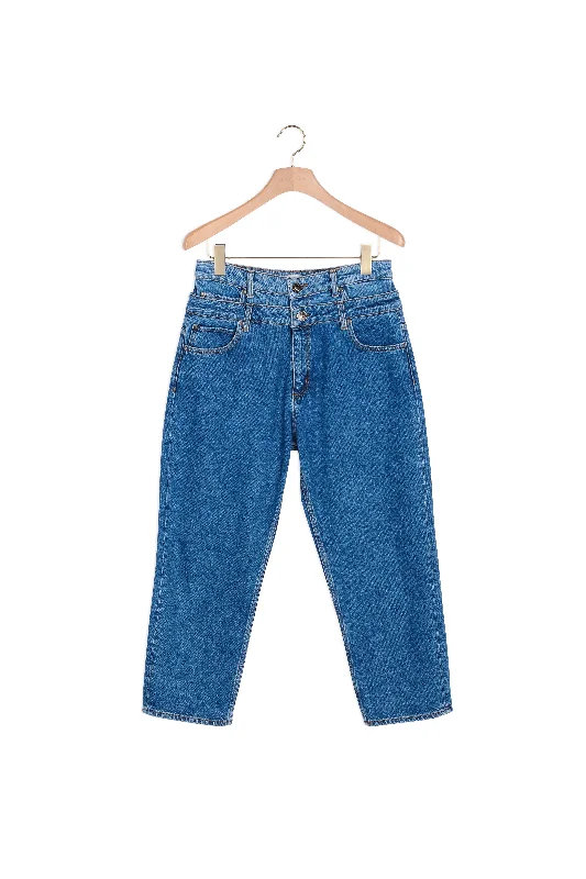 Jean trompe l'œil coupe mom Minimalist Women's Casual