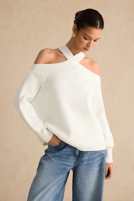 Basic Knitted Cut Out Long-Sleeve Top Confident Women's Power