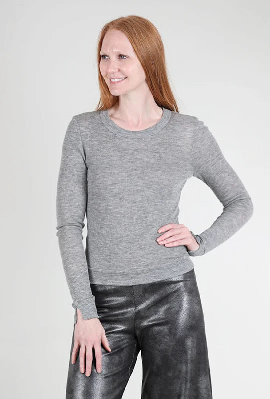 Tubular Cashmere Crewneck, Heather Gray Preppy Women's College