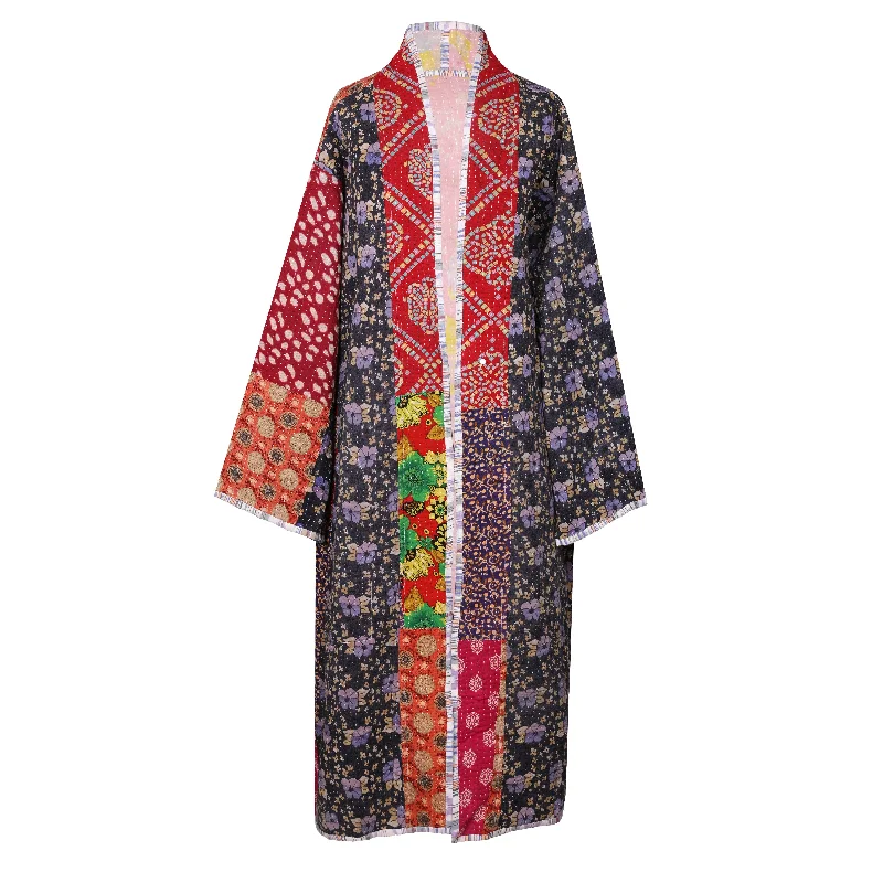 Veda Cotton Vintage Quilted Kantha Coat ONE OF KIND Sophisticated Women's Tailored