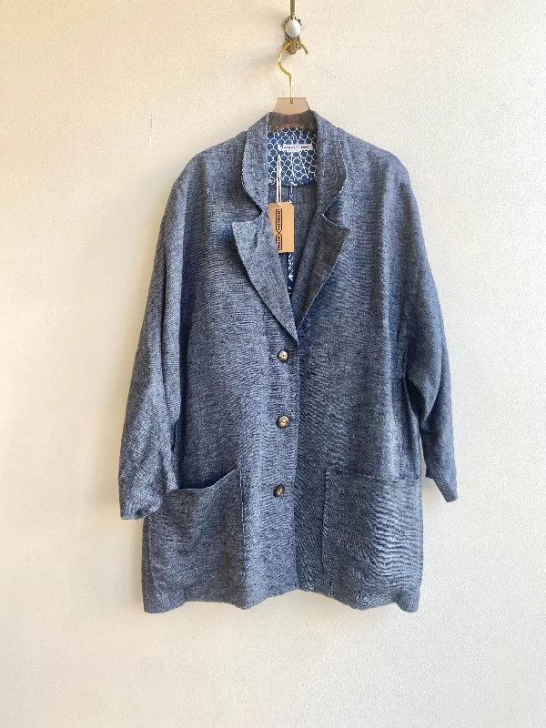 Linen Coat Language Of The Birds Hip Women's Retro