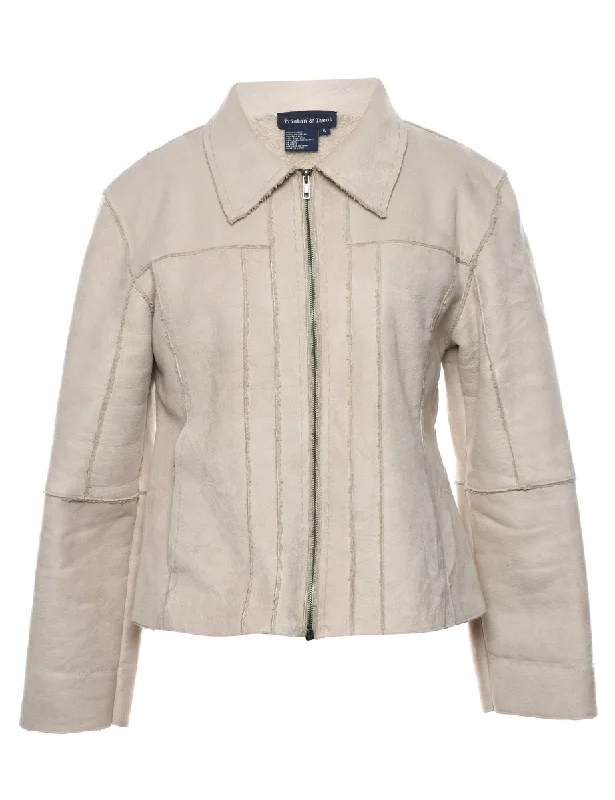 Shearling Lining Cropped Coat - L Relaxed Women's Beachy