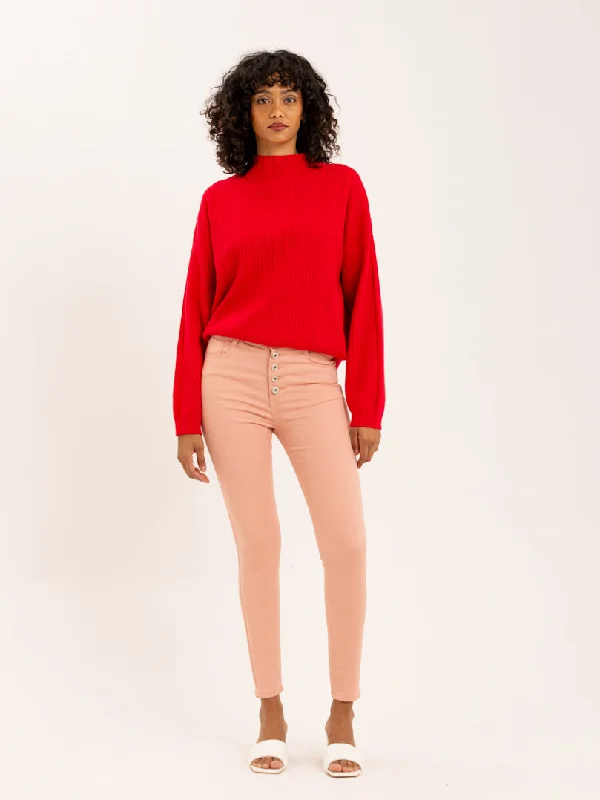 Jean slim rose taille haute Polished Women's Silk