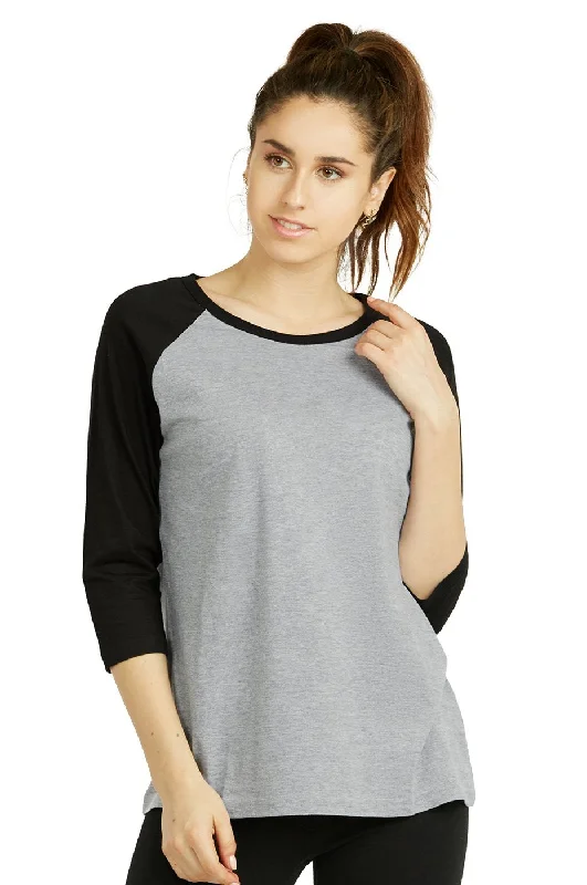 SOFRA LADIES BASEBALL TEE (LBT001_LT.H/BK) Modern Women's 