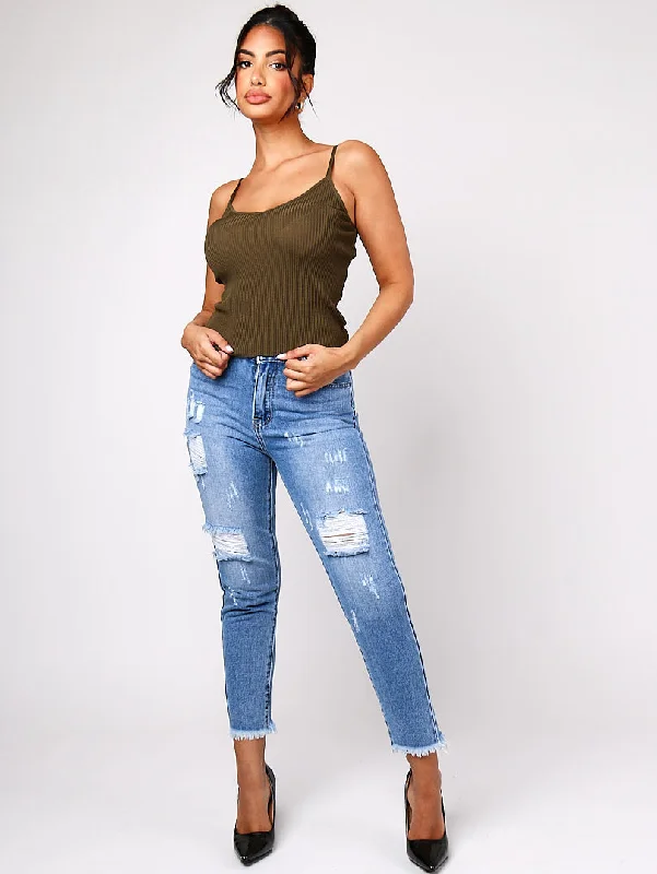 Jean boyfriend déchiré Confident Women's High - fashion