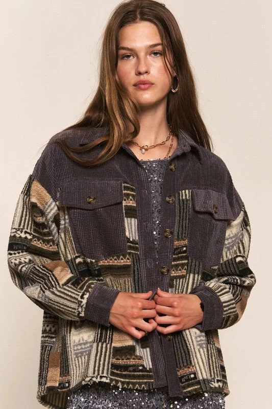 Grab It And Go Collared Jacket Artistic Women's Hand - painted