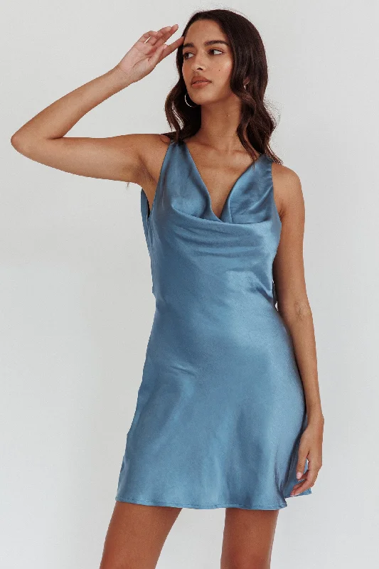 Cassiopeia Open Back Mini Dress Ocean Sophisticated Women's Tailored