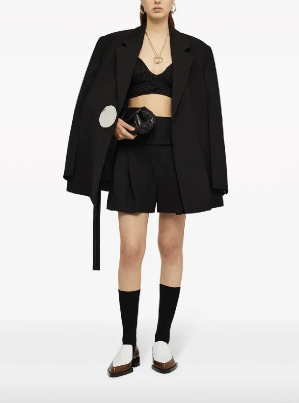 button-fastening tailored crepe blazer Classic Women's Tweed