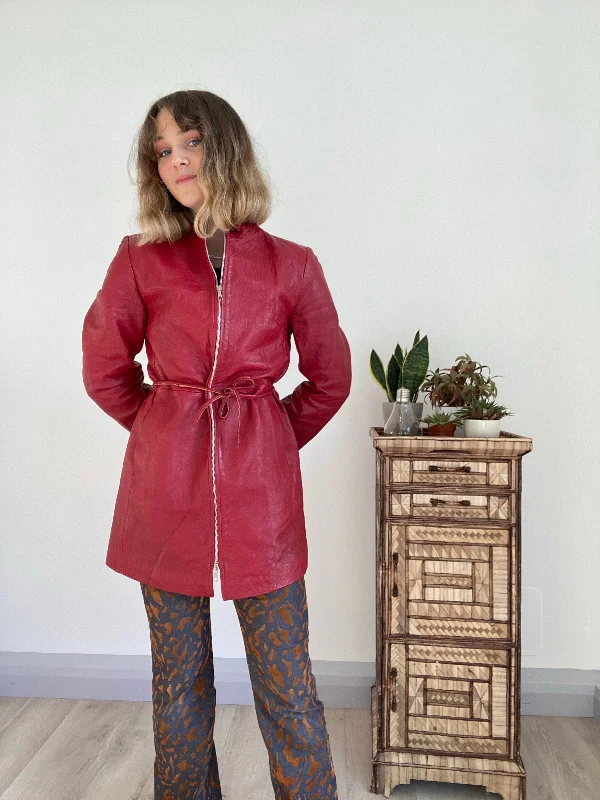 Vintage Red Leather Jacket (S) Artistic Women's Avant - 
