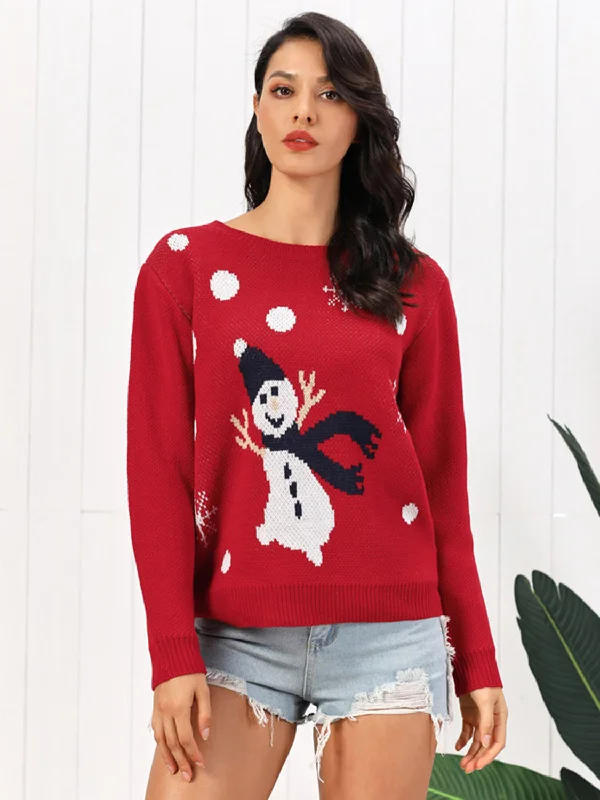 Snowman Round Neck Sweater Dapper Women's 1920S