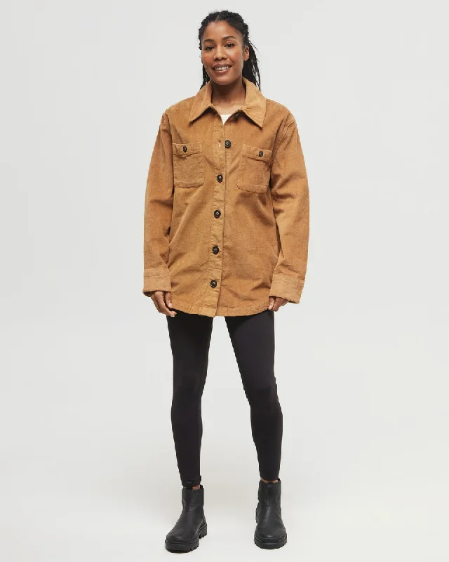 EcoStretch Corduroy Shacket Earthy Women's Hemp - based