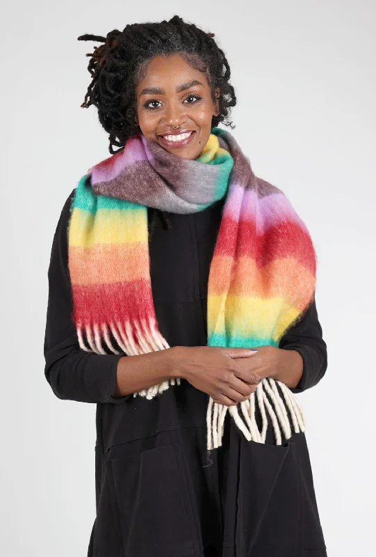 Brushed Colorblock Scarf, Rainbow Stylish Women's Neon