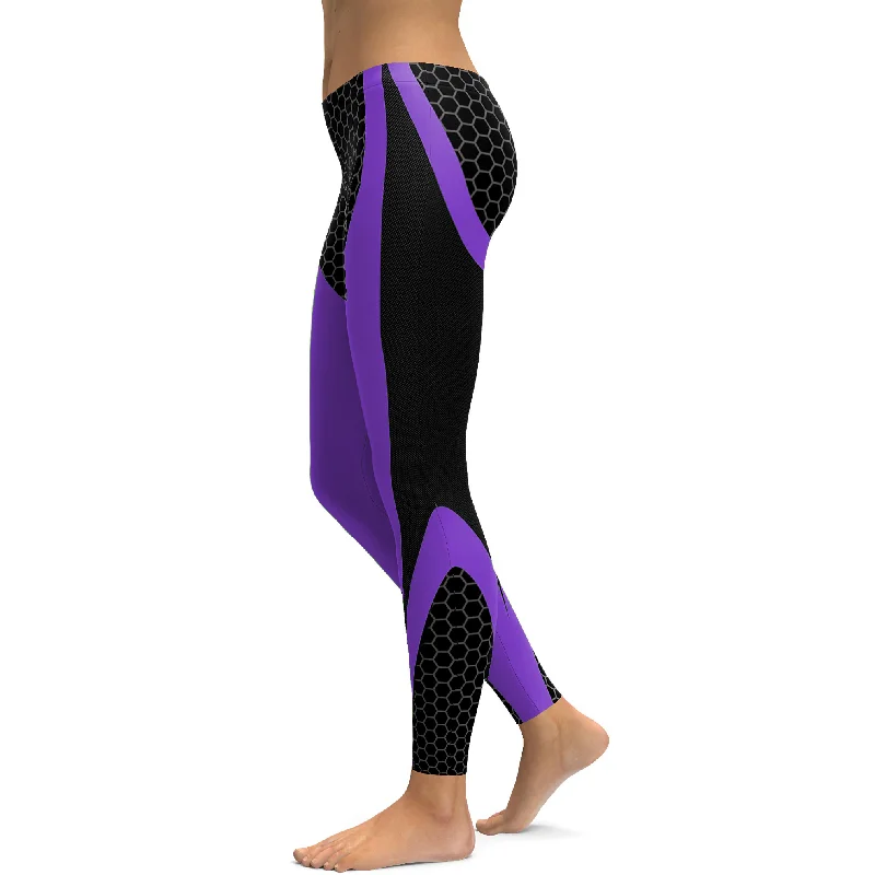 Purple Honeycomb Carbon Leggings Feminine Women's Soft 