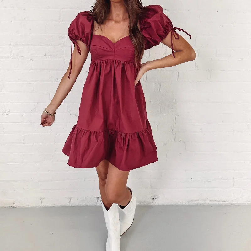 Ingrid Dress - Burgundy Sleek Women's Metallic