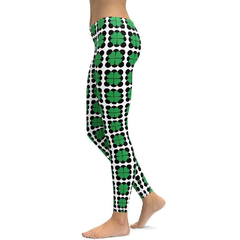 Cool Shamrock Pattern Leggings Refined Women's Hand - crafted