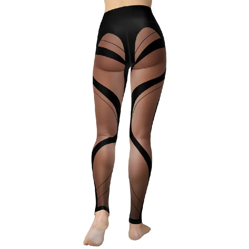 Bold Naked Leg Print Yoga Leggings Compression