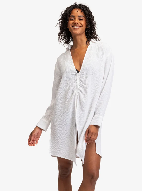 Summer Limonade Shirt Dress - Bright White Contemporary 