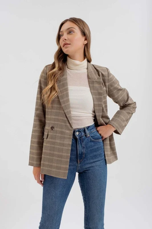 Call Me Professional Plaid Blazer Casual Women's Japanese 