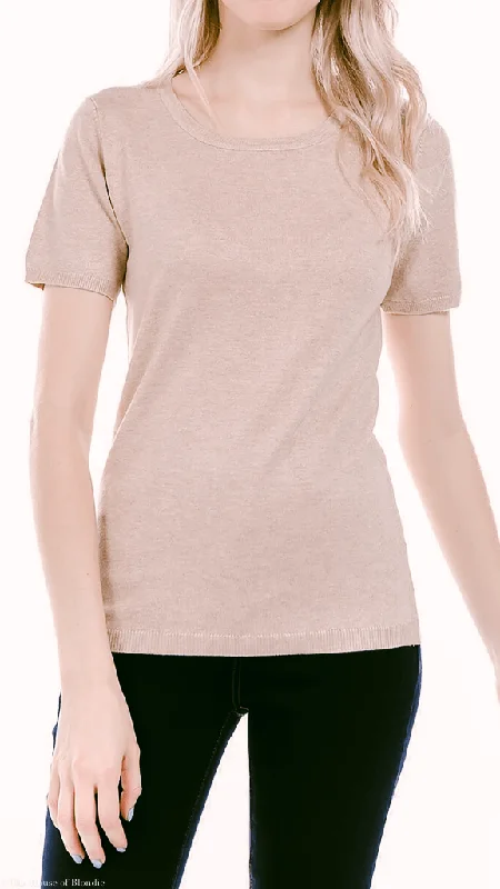 Clara Scoop Neck Short Sleeve Knit Sweater (4 COLORWAYS) Streetwear Style for 
