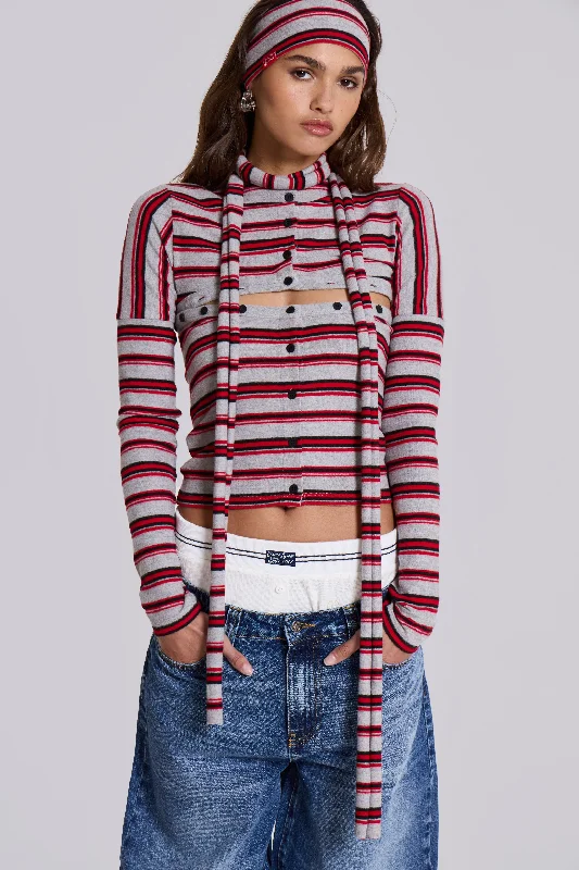 Isla Stripe 3 In 1 Cardigan Preppy Women's College