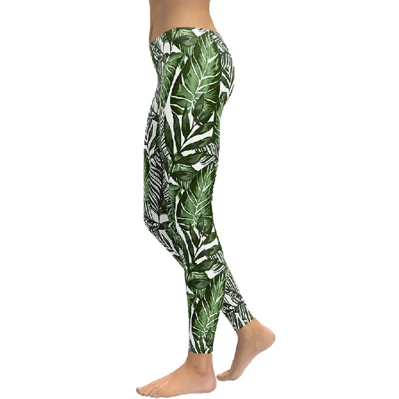 Tropical Green Leggings Australian Beach