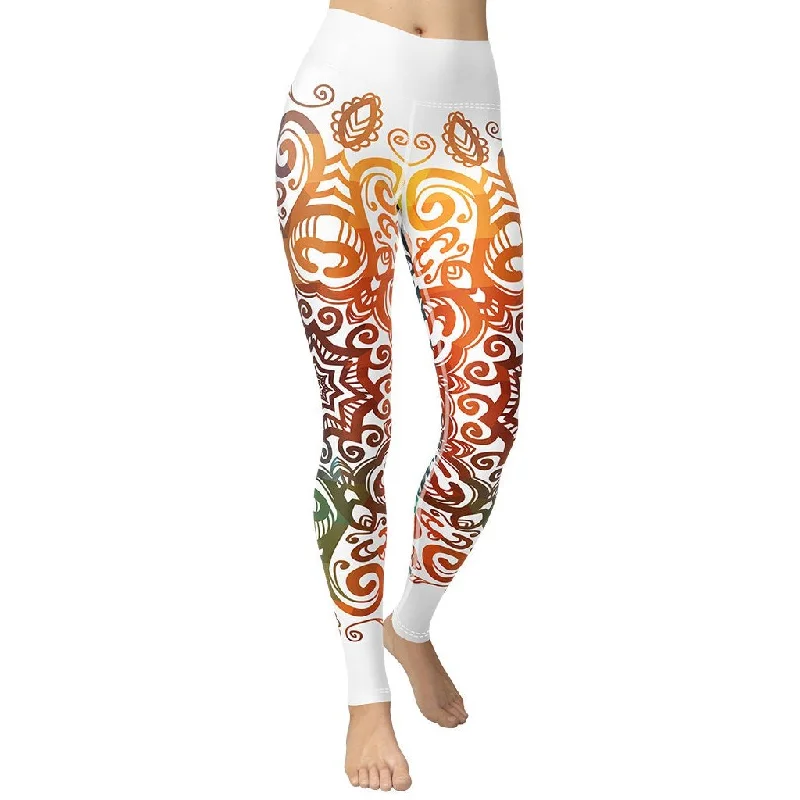 Floral Ornament Yoga Leggings Laid - back Women's Style
