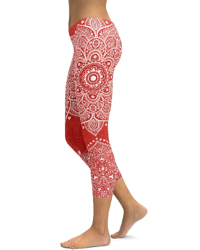 Red Mandala Capris Dapper Women's 1920S