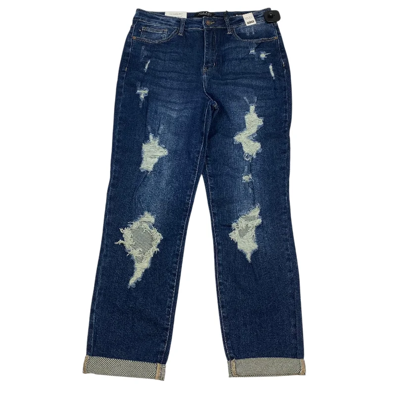 Jeans Boyfriend By Judy Blue In Blue Denim, Size: 10 Feminine Women's Soft 