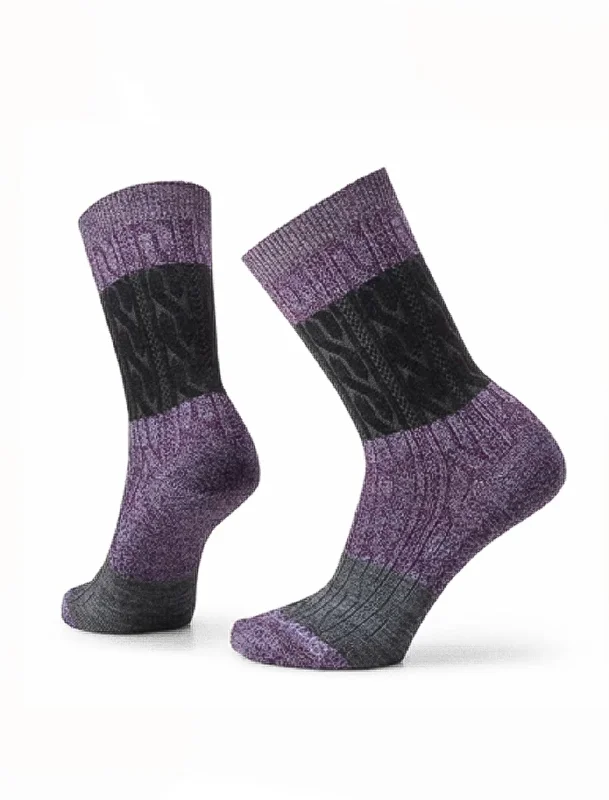 Everyday Colorblock Cable Crew Socks, Ultra Violet/Purple Iris Earthy Women's 