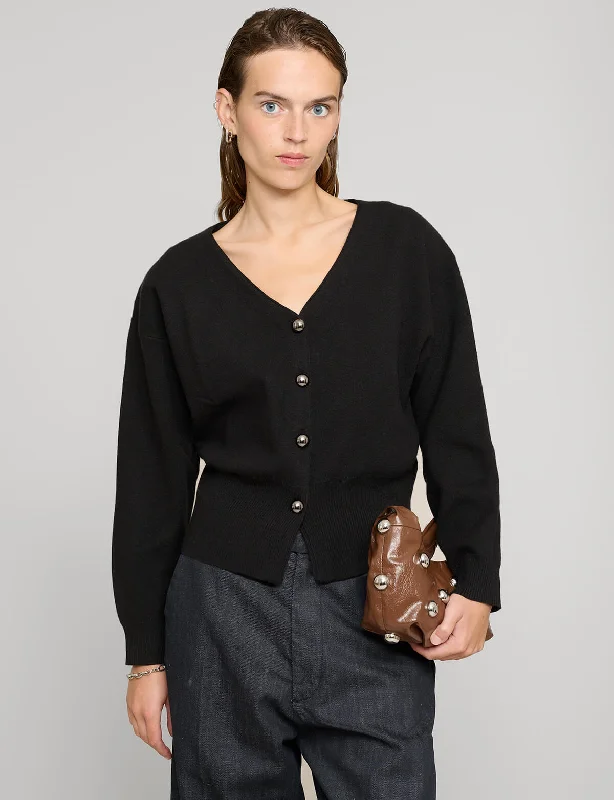 Silver Deco Buttons Cardigan Modern Women's 