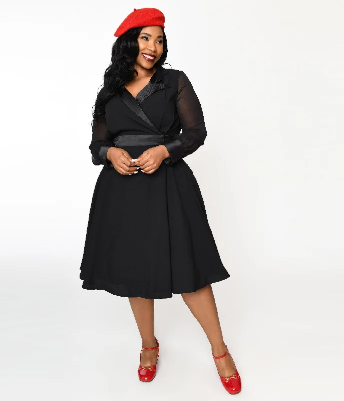 Vintage Style Black Polly Swing Dress Contemporary 